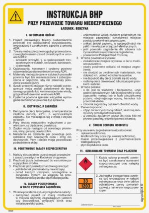 IAE20 Instrukcja BHP przy przewozie towaru niebezpiecznego (ładunek-benzyna)