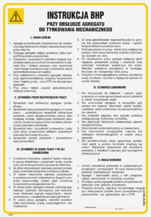 IAF01 Instrukcja BHP przy tynkowaniu mechanicznym i obsłudze agregatu tynkarskiego