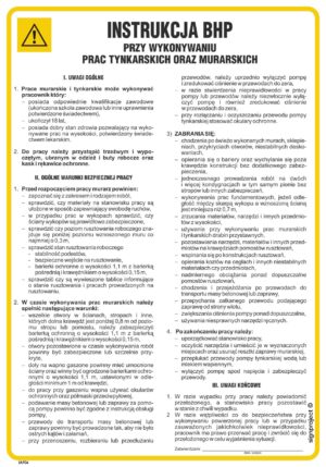 IAF04 Instrukcja BHP przy wykonywaniu prac murarskich oraz tynkarskich