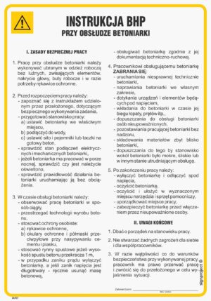 IAF07 Instrukcja BHP przy obsłudze betoniarki