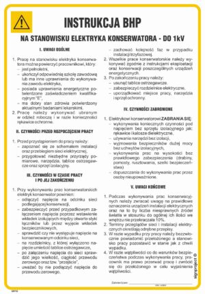 IAF13 Instrukcja BHP na stanowisku elektryka konserwatora do 1kV