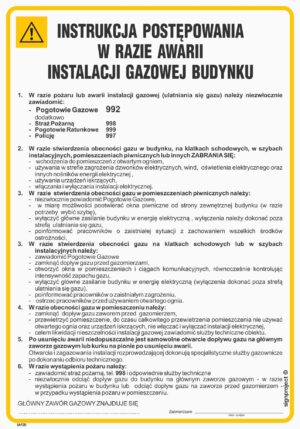 IAF20 Instrukcja BHP postępowania w razie awarii instalacji gazowej budynku