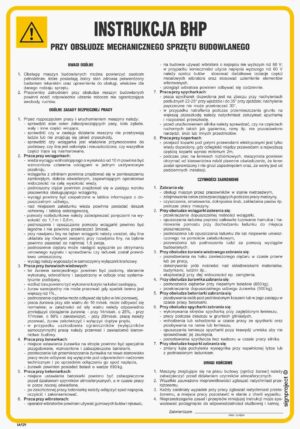 IAF29 Instrukcja BHP przy obsłudze mechanicznego sprzętu budowlanego