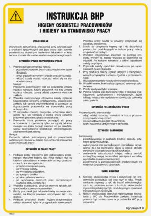 IAG61 Instrukcja BHP higieny osobistej pracowników i higieny na stanowisku pracy