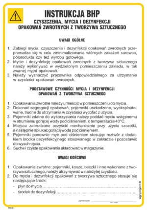 IAG62 Instrukcja BHP czyszczenia mycia i dezynfekcji opakowań zwrotnych z tworzyw sztucznych