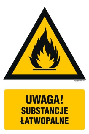 JA011 Uwaga! Substancje łatwopalne - arkusz 9 naklejek