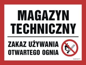 NB014 Magazyn techniczny. Zakaz używania otwartego ognia