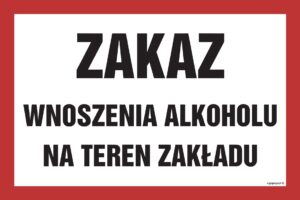 NC012 Zakaz wnoszenia alkoholu na teren zakładu
