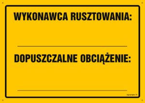 OA129 Wykonawca rusztowania: ... Dopuszczalne obciążenie: ...