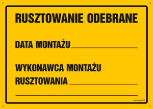 OA136 Rusztowanie odebrane Data montażu wykonawca montażu rusztowania