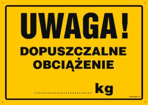 OA139 Uwaga! Dopuszczalne obciążenie