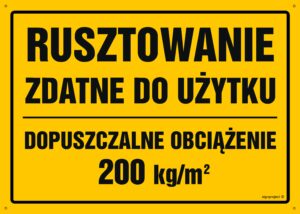 OA145 Rusztowanie zdatne do użytku Dopuszczalne obciążenie 200 kg/m2
