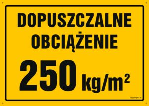 OA176 Dopuszczalne obciążenie 250 kg/m2