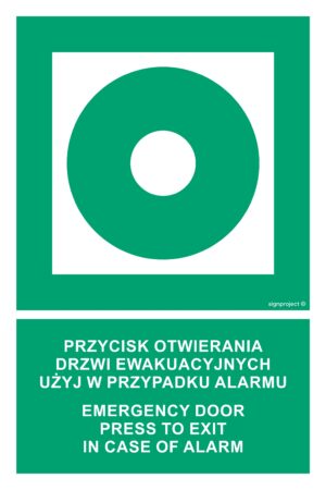 AC083 Przycisk otwierania drzwi ewakuacyjnych. Użyj w przypadku alarmu / Emergency door. Press to exit in case of alarm