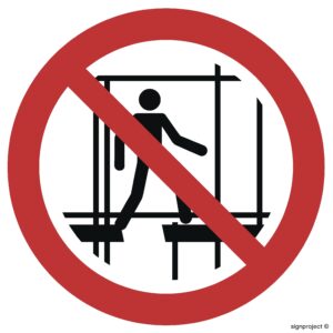 GA025 Zakaz używania niekompletnego rusztowania - 12 naklejek