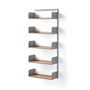 Regał ścienny SHAPE, moduł dodatkowy, półki z laminatu, 1951x800x300 mm, szary/dąb
