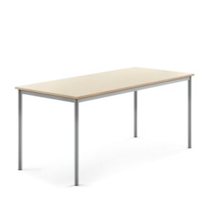 Stół SONITUS, 1800x800x760 mm, laminat HPL brzoza, szary aluminium