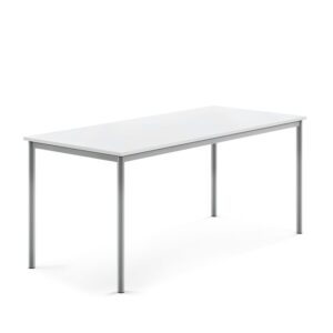 Stół SONITUS, 1800x800x760 mm, laminat HPL biały, szary aluminium