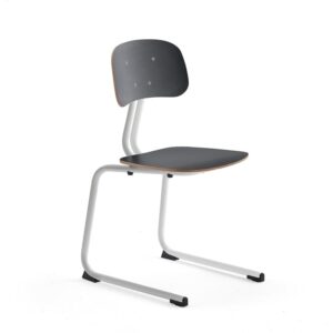 Krzesło szkolne YNGVE, płozy, biały, antracyt, H 460 mm