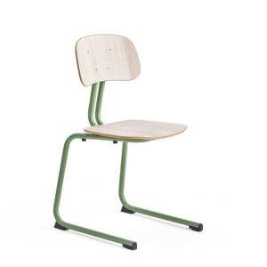 Krzesło szkolne YNGVE, na płozach, zielony, jesion, H 460 mm