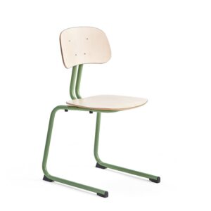 Krzesło szkolne YNGVE, na płozach, zielony, brzoza, H 460 mm