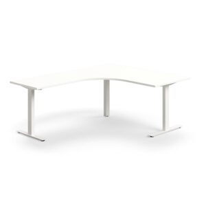 Biurko QBUS, kształt L, 1600x2000 mm, rama T, biały, biały