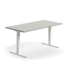 Biurko QBUS, proste, 1600x800 mm, rama T, biały, jasnoszary