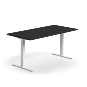 Biurko QBUS, proste, 1600x800 mm, rama T, biały, czarny