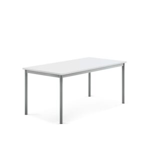 Stół BORÅS, 1400x700x600 mm, biały laminat, szary aluminium