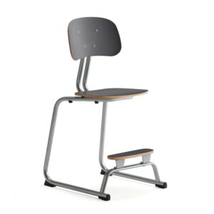 Krzesło szkolne YNGVE, na płozach, srebrny, antracyt, 520 mm