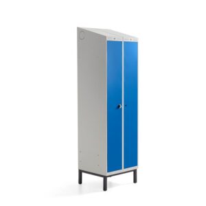 Szafa ubraniowa CLASSIC COMBO, na nóżkach, 2 drzwi, 2100x600x550 mm, niebieski