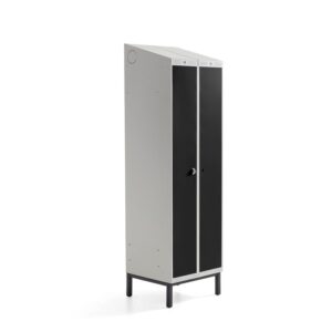 Szafa ubraniowa CLASSIC COMBO, na nóżkach, 2 drzwi, 2100x600x550 mm, czarny