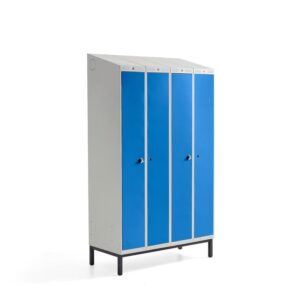 Szafa ubraniowa CLASSIC COMBO, na nóżkach, 4 drzwi, 2100x1200x550 mm, niebieski