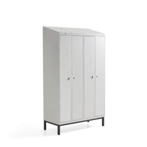 Szafa ubraniowa CLASSIC COMBO, na nóżkach, 4 drzwi, 2100x1200x550 mm, szary