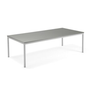 Stół konferencyjny QBUS, 2400x1200 mm, 4 nogi, srebrna rama, jasnoszary
