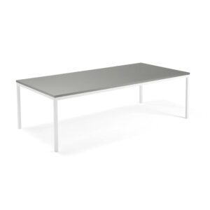 Stół konferencyjny QBUS, 2400x1200 mm, 4 nogi, biała rama, jasnoszary