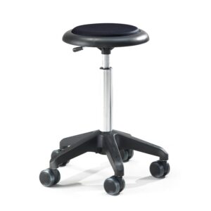 Mobilny stołek roboczy DIEGO, 540-730 mm, czarna tkanina