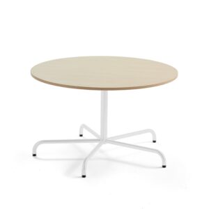 Stół PLURAL, Ø1200x720 mm, dźwiękochłonny HPL, brzoza, biały