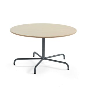 Stół PLURAL, Ø1300x720 mm, dźwiękochłonny HPL, brzoza, antracyt