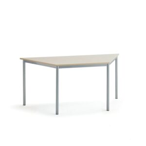 Stół SONITUS TRAPETS, 1600x800x720 mm, laminat HPL brzoza, szary aluminium
