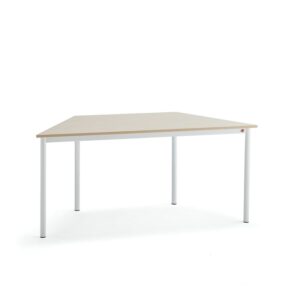 Stół SONITUS TRAPETS, 1600x800x720 mm, laminat HPL brzoza, biały