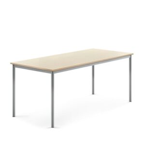 Stół SONITUS, 1800x800x720 mm, laminat HPL brzoza, szary aluminium