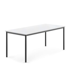 Stół SONITUS, 1800x800x720 mm, laminat HPL biały, antracyt