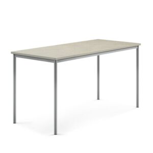 Stół SONITUS, 1800x800x900 mm, jasnoszare linoleum, szary aluminium