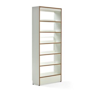 Regał biblioteczny STORY, podstawowy, jednostronny, 2240x922x305 mm, 6 półek, biały