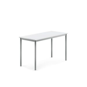 Stół SONITUS, 1200x600x720 mm, laminat HPL biały, szary aluminium