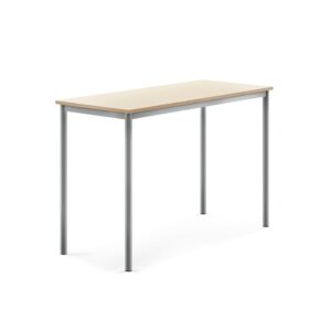 Stół SONITUS, 1400x600x900 mm, laminat HPL brzoza, szary aluminium