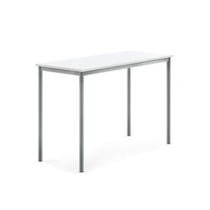 Stół SONITUS, 1400x600x900 mm, laminat HPL biały, szary aluminium