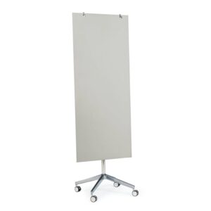 Szklana tablica suchościeralna STELLA, na kółkach, 650x1575 mm, szary