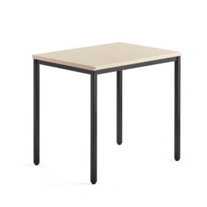 Biurko QBUS, 4 nogi, 800x600 mm, czarna rama, brzoza